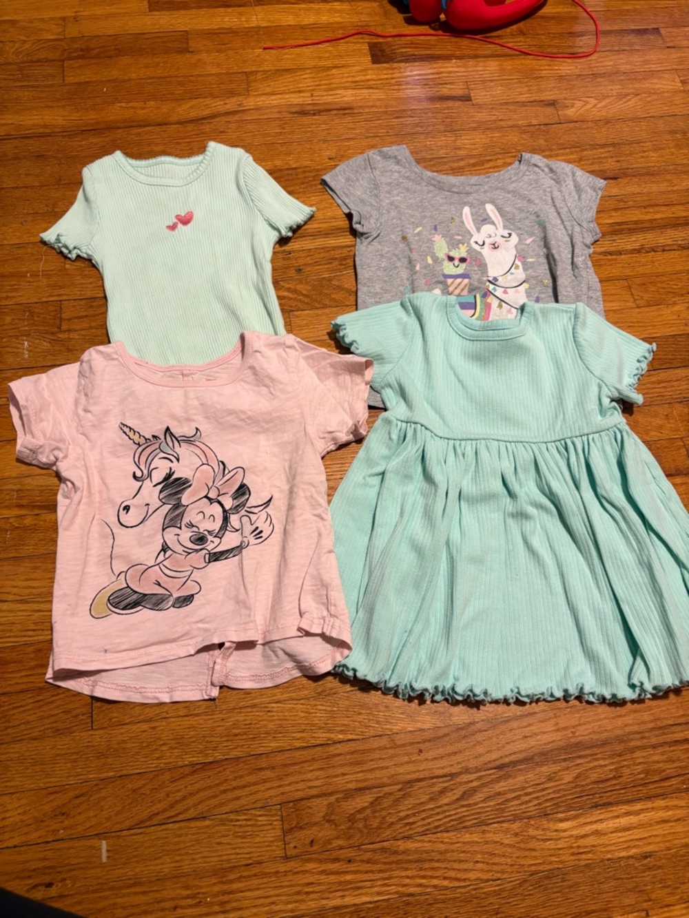 Girls Mixed Tops & Dress Set - Mint Green & Pink